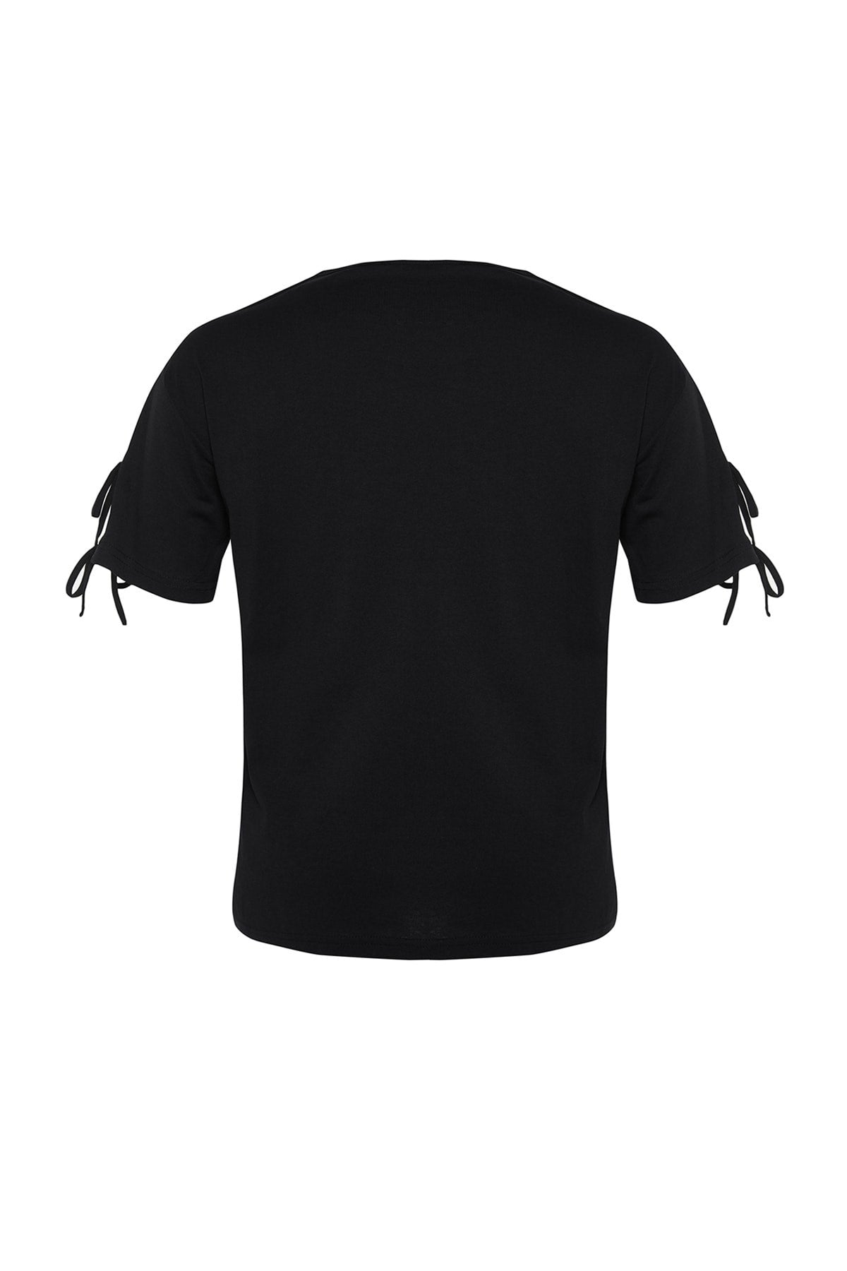 Black Knitted Sleeve Detailed T-shirt Tbbss22ts2291