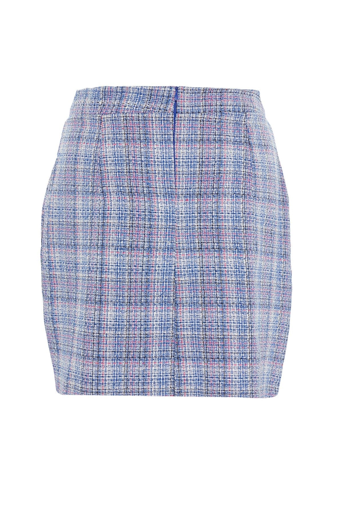 Multicolor Plaid Chenille Woven Skirt Tbbaw23az00019