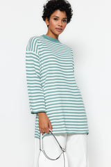 Black Striped Knitwear Sweater Tctaw24ak00043