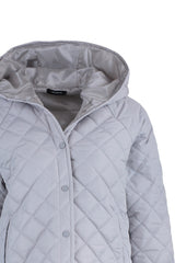 Grey Oversize Hooded Water Repellent Quilted Coat Twoaw23mo00131