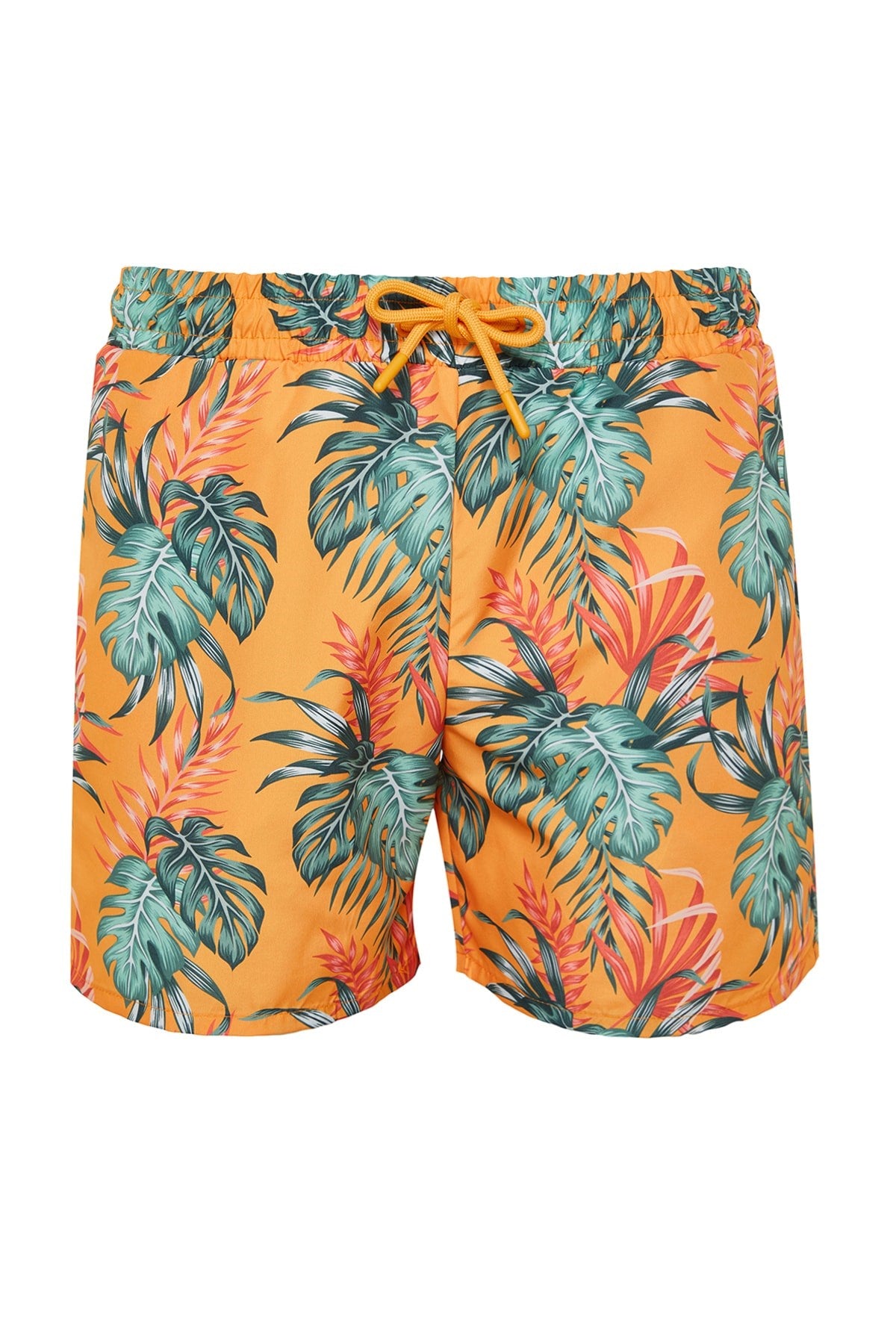 Orange Mens Standard Size Tropical Printed Swimsuit Marine Shorts Tmnss23ds00020