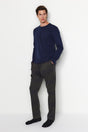 Men's Navy Blue - Khaki Plaid Knitted Sleepwear Set Tmnaw24pt00014