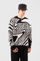 Spiral Pattern Black Knitwear Sweater Flaw-097-007-011