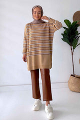 Lady Hijab Knitwear Tunic - Orange Kh-1339