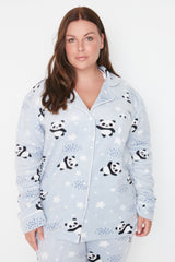 Blue Pattern Knitted Pajama Set Tbbaw23ai00034