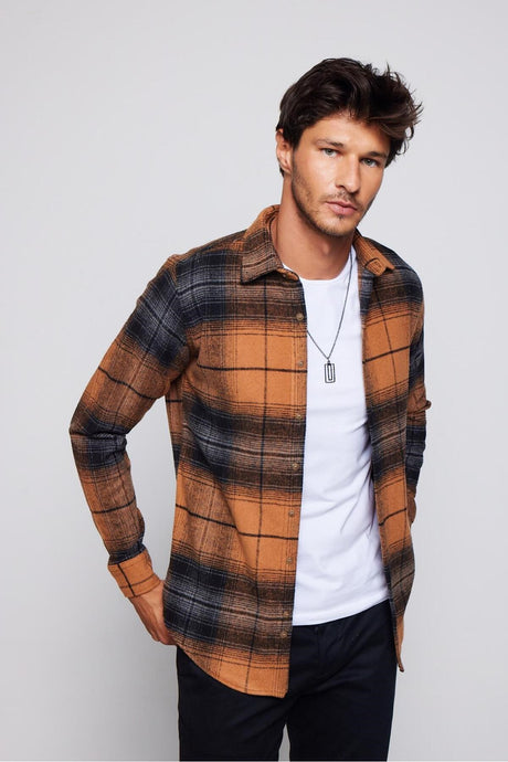 Slim Fit Slim Fit Checkered Lumberjack Winter Men's Shirt Dr240022-818