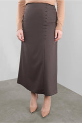 Women's Mink Button Detailed Classic Skirt 60125 22ketktr60125