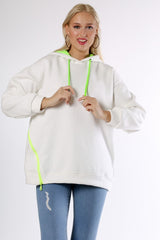 White Hooded Long Sleeve Zipper Knitted Sweatshirt M10010700sw99086