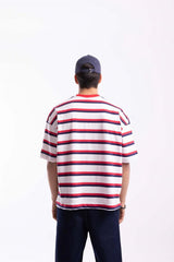 Flaw Atelier Basic Navy-red Striped Oversize T-shirt Flaw-006-005-054