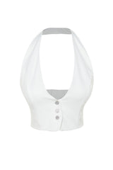 Ecru Crop Woven Bridal Vest Tprss23ye00000