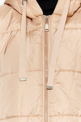 Beige Hooded Water Repellent Long Inflatable Coat Twoaw24mo00136