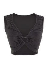 Black Crop Knitted Glitter Bustier Tprss23bs00014