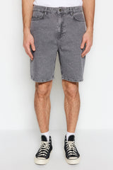 Men's Grey Men's Loose Fit Denim Jeans Shorts Flat Shorts & Bermuda Tmnss23sr00050