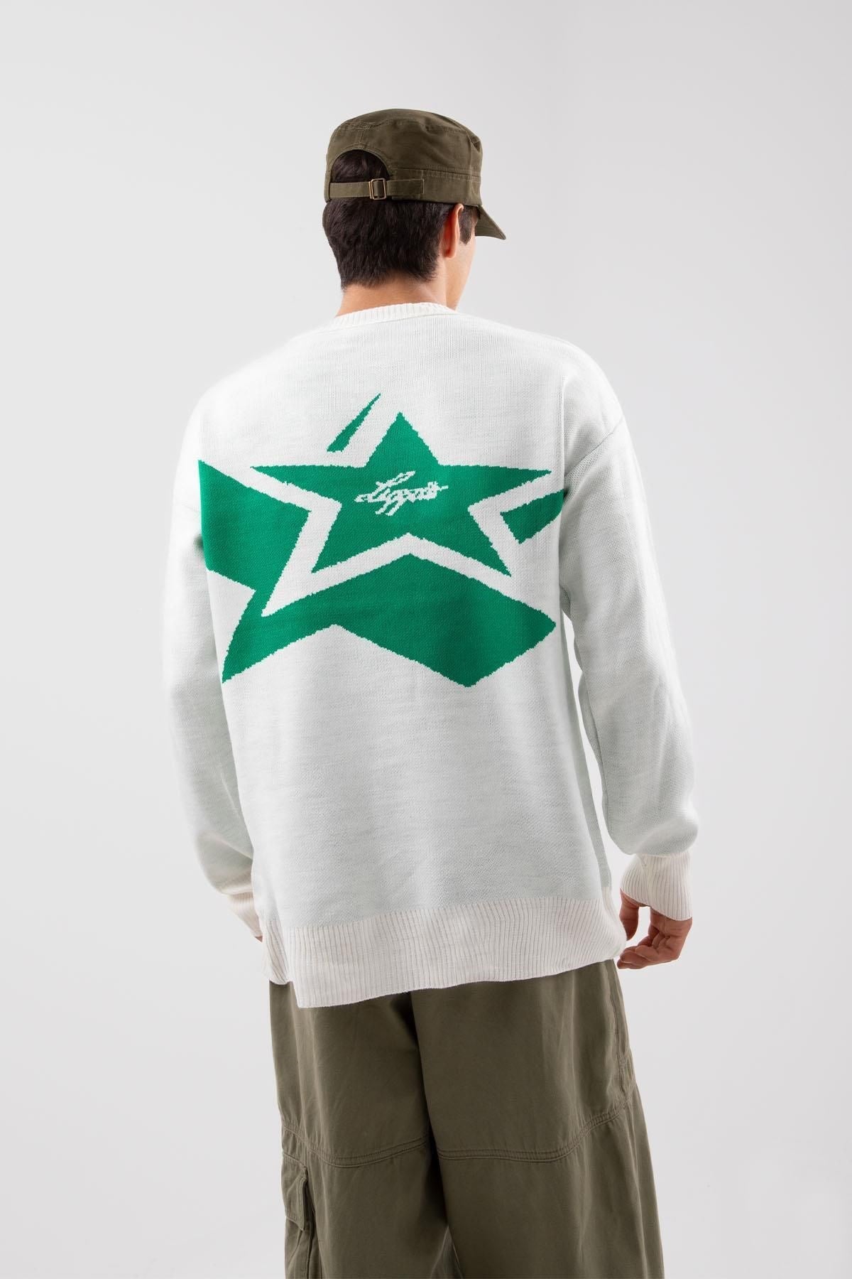 Capítol Stars Stitched Green Knitwear Sweater Flaw-097-007-003