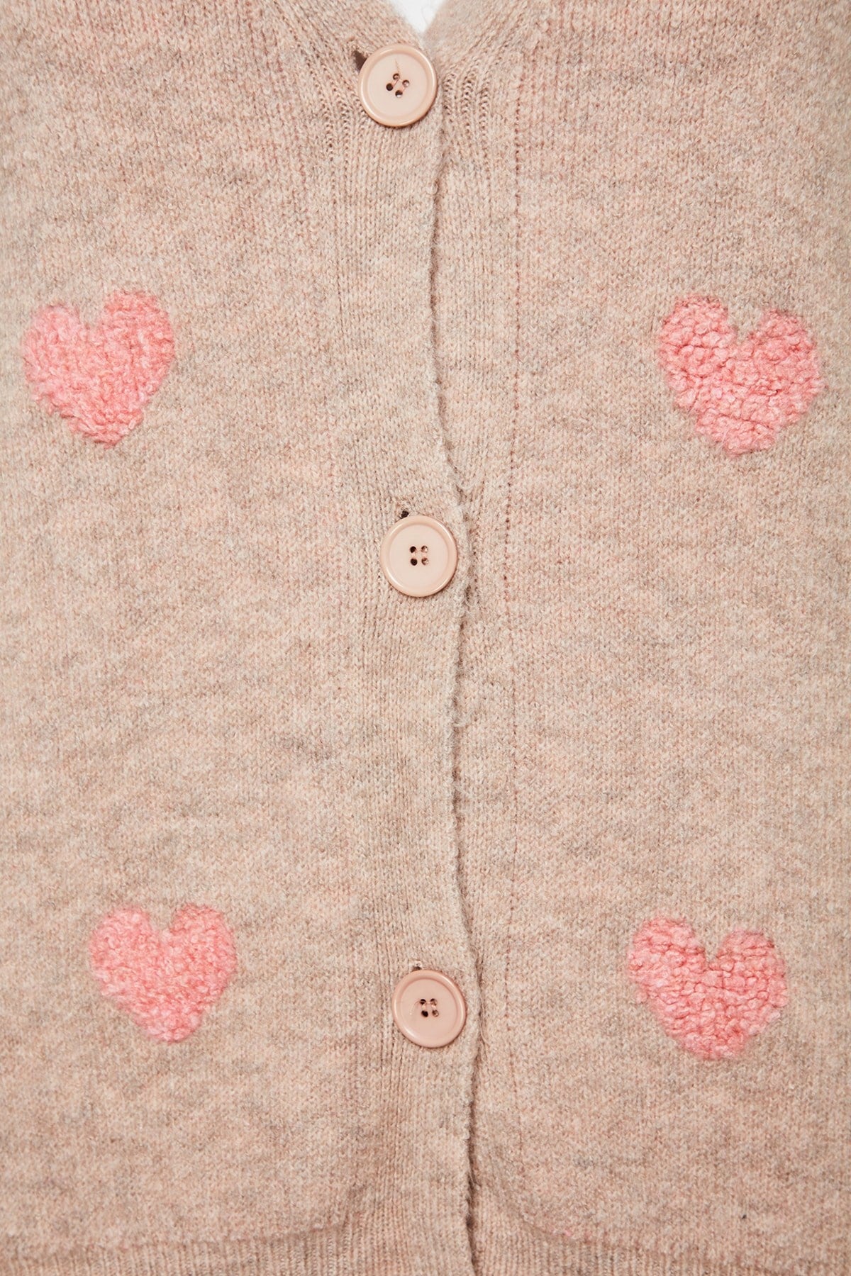 Ecru Heart Pattern Knitwear Cardigan Tbbaw24av00006