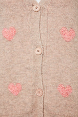 Ecru Heart Pattern Knitwear Cardigan Tbbaw24av00006