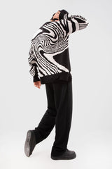 Spiral Pattern Black Knitwear Sweater Flaw-097-007-011