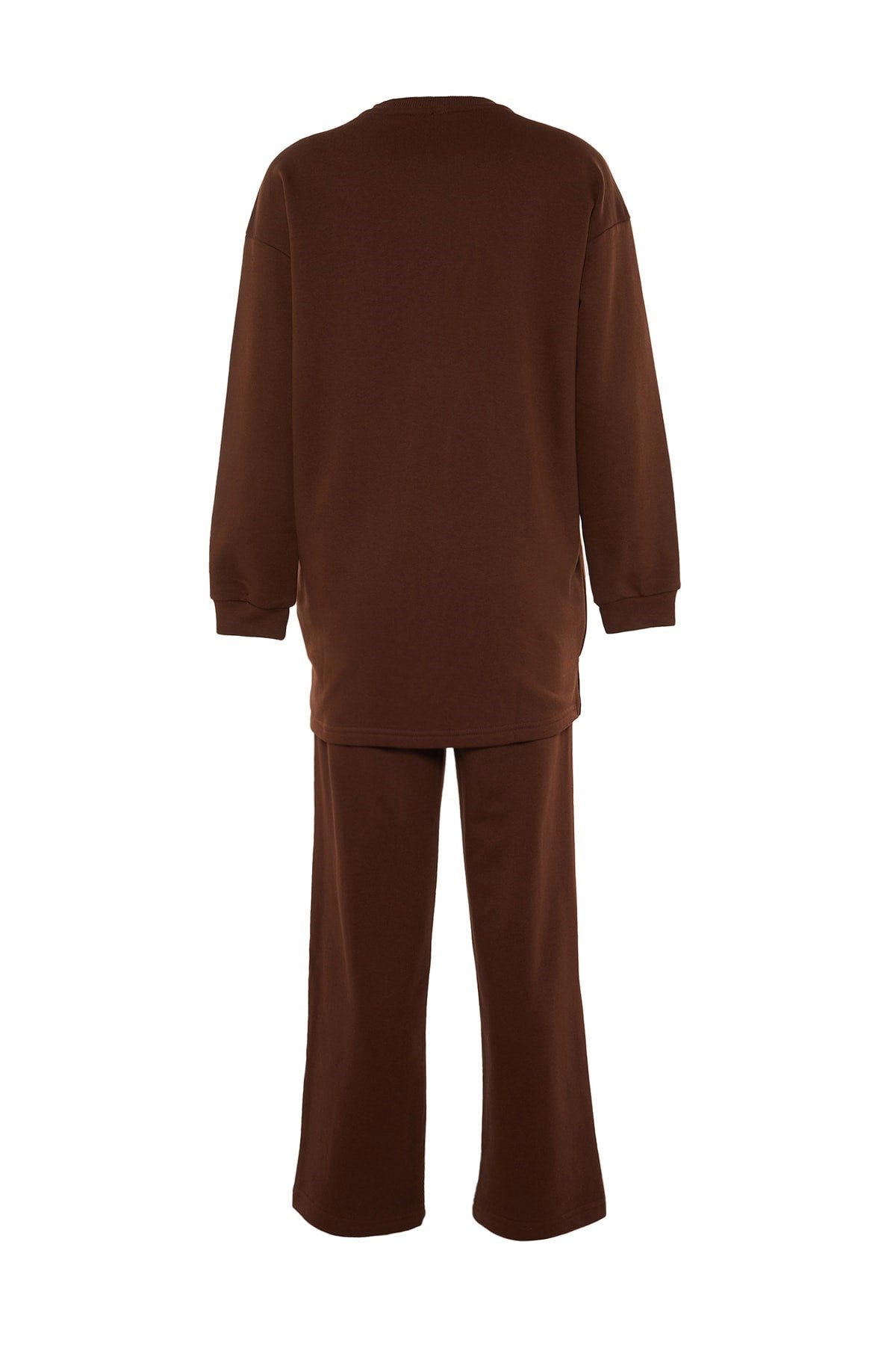 Brown Crew Neck Basic Knitted Tracksuit Tctaw23en00003