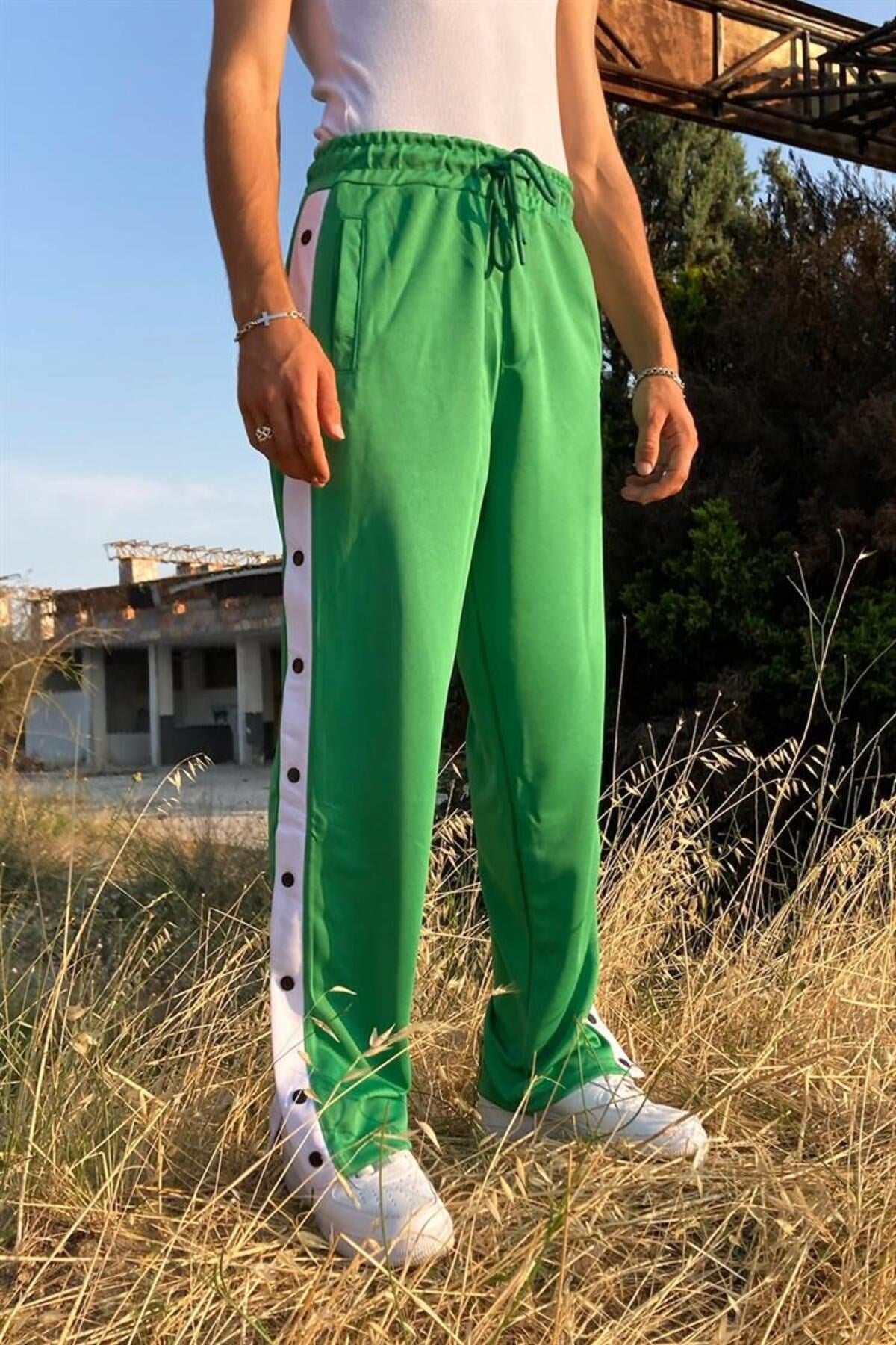 Snap Detailed Green Tracksuit Flaw-015-004-020