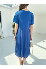 Indigo Pleated Dress 23ss-1182