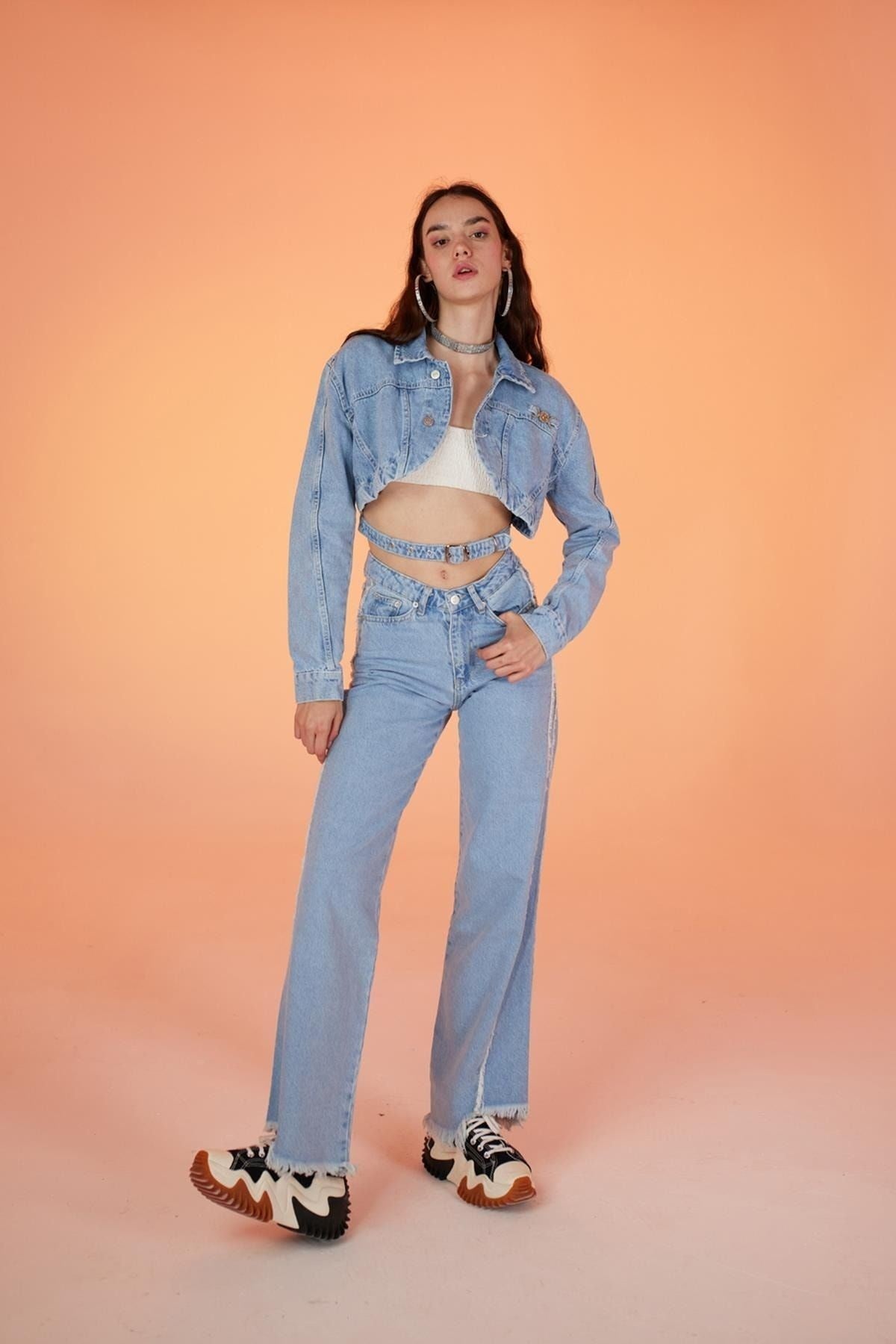 V Cut Waist Detailed Wide Leg Biana Jeans Hlbianajean