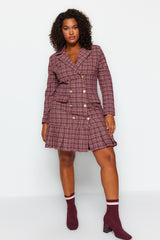 Multicolor Plaid Pattern Skirt Edge Deaty Woven Dress Tbbaw24ah00029