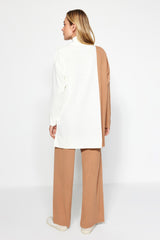 Camel Color Block Sweatshirt-pants Knitwear Bottom-top Suit Tctaw24us00059