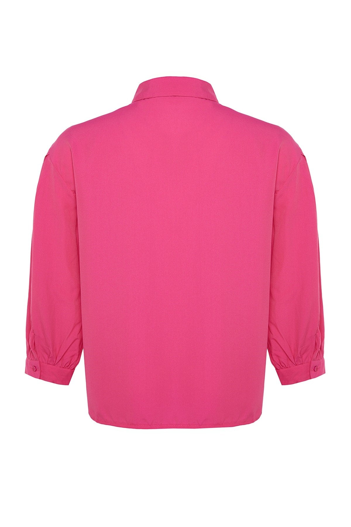 Fuchsia Woven Sleeve Detailed Poplin Shirt Tbbss22go0614