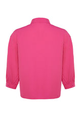 Fuchsia Woven Sleeve Detailed Poplin Shirt Tbbss22go0614