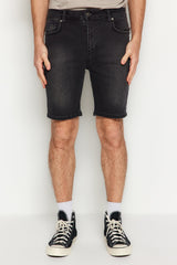 Black Men's Skinny Fit Denim Denim Shorts & Bermuda Tmnss23sr00051