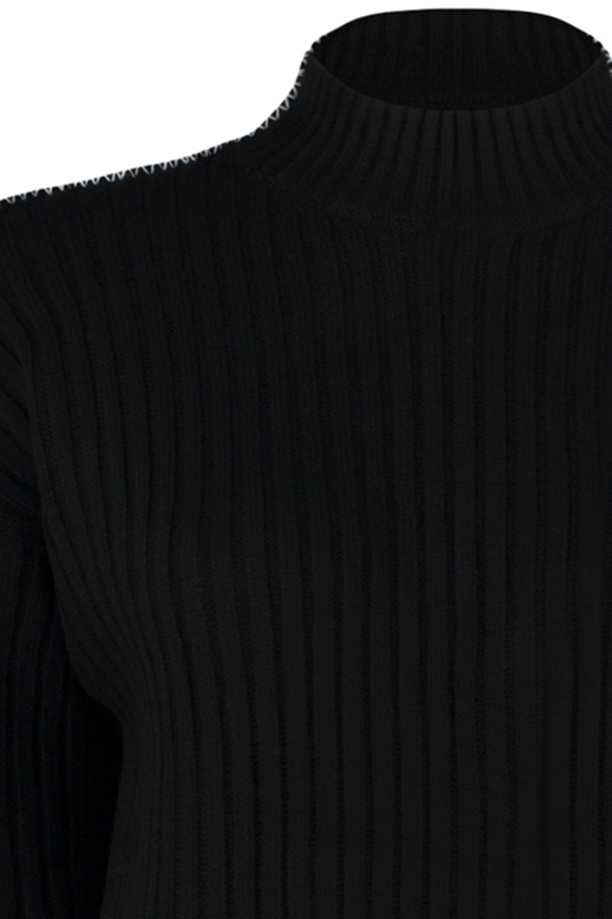 Black Sewing Detailed Knitwear Sweater Tbbaw24an00096