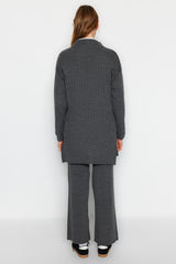 Blue Half Turtleneck Ribbed Sweatshirt-pants Knitwear Suit Tctaw22us0101