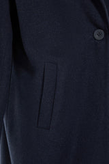 Navy Blue Jacket Collar One-button Lined Cashmere Coat Tctaw23ab00004