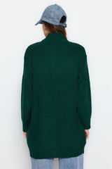 Dark Green Openwork Knit Pattern Knitwear Sweater Tctaw24ak00056