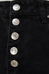 Black Front Buttoned High Waist Denim Shorts Twoss22sr00112