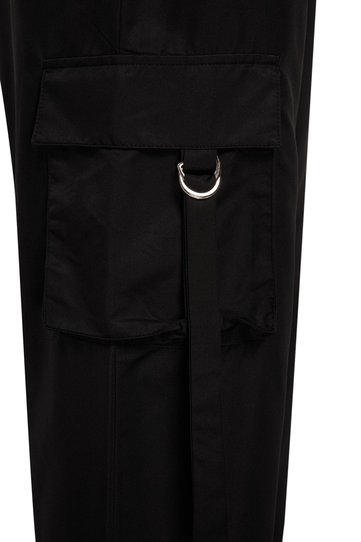 Black Wide Leg Parachute Woven Pants Tbbaw24ar00010