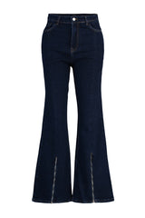 Black High Waist Leg Zipper Spanish Leg Jeans Tbbaw23cj00041