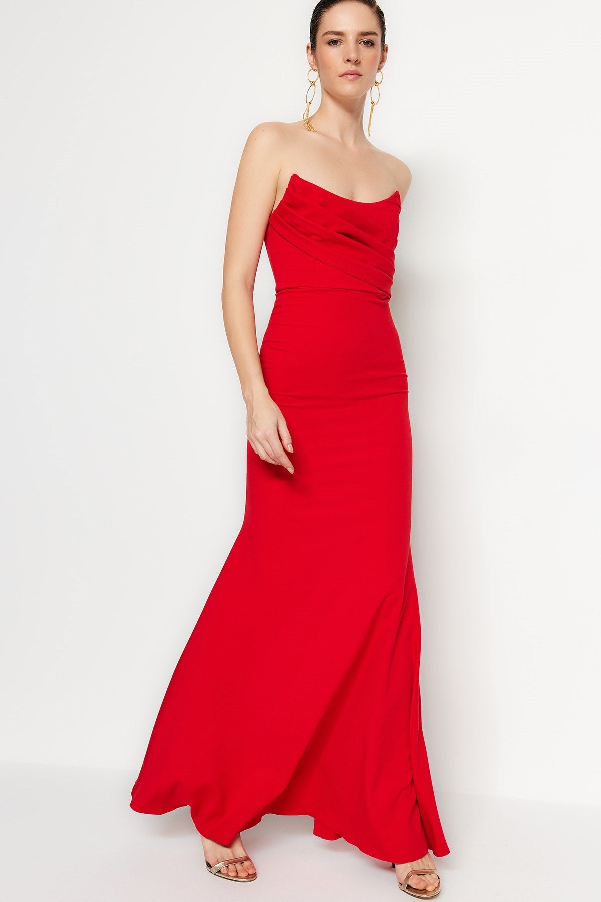 Glary Star One-shoulder Toast Dress Banquet Wine Red Evening Gown