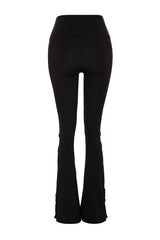 Black Booster Leg Studs Detailed Spanish Leg Sports Leggings Thmaw24ty00015