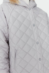 Grey Oversize Hooded Water Repellent Quilted Coat Twoaw23mo00131