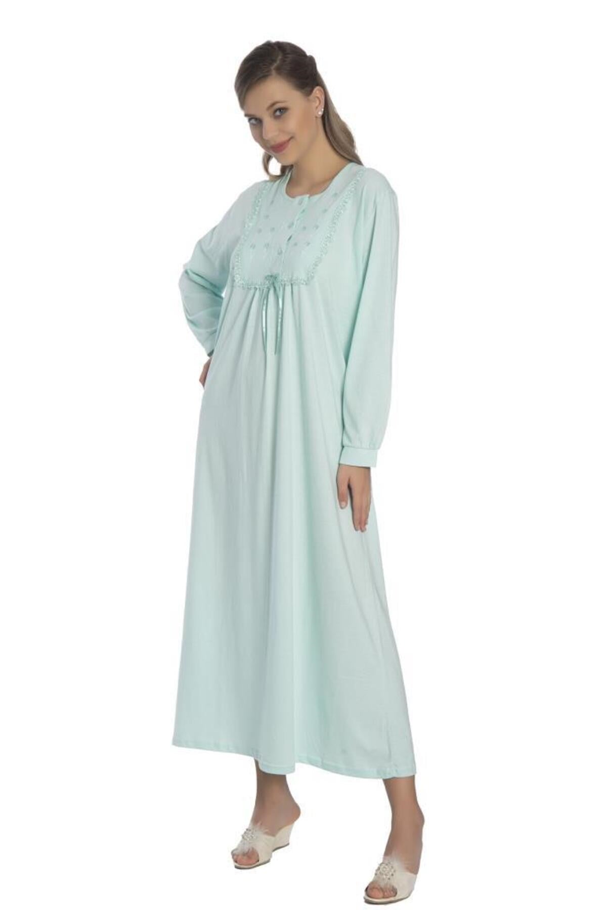 Cotton Long Sleeve Combed Women's Nightgown 9003 478113