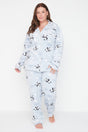 Blue Pattern Knitted Pajama Set Tbbaw23ai00034