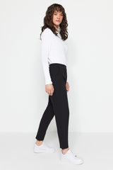 Black Pocket Detailed Waist Elastic Woven Pants Tctss23tp00008