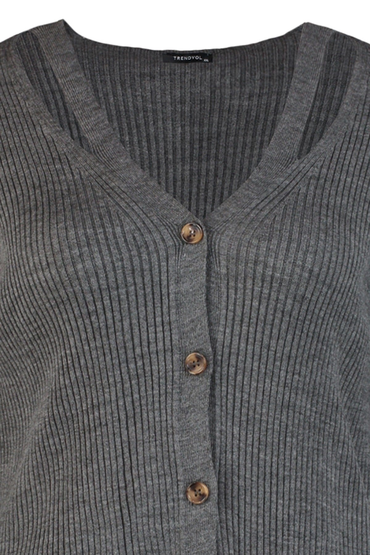 Blue V Neck Band Detailed Buttoned Knitwear Cardigan Tbbaw23av00086