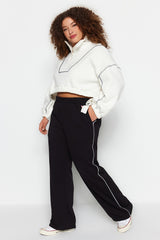 Black Wide Cut Thick Knitted Sweatpants Tbbaw24aj00004