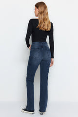 Blue Slit High Waist Flare Jeans Twoaw22je0382