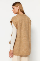 Beige Side Drawstring Detailed Knitwear Sweater Tctaw24uv00023