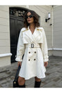 Ecru Flounce Belt Detailed Trench Coat 44264