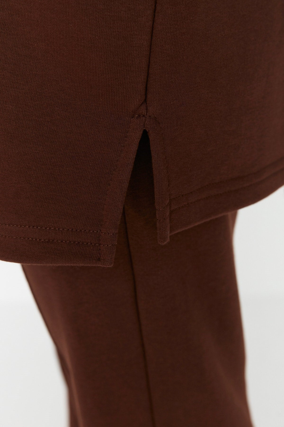 Brown Crew Neck Basic Knitted Tracksuit Tctaw23en00003