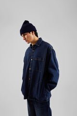 Dark Blue Denim Jacket With Stitching Detail With Front Pocket Flaw-134-022-001